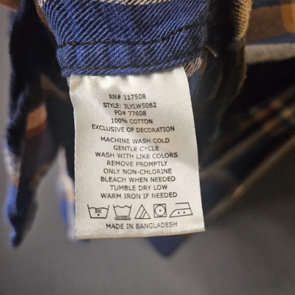 Levi's Mens Flannel Button Down Button Up Long Sleeve Blue Plaid Western Medium - Picture 8 of 13
